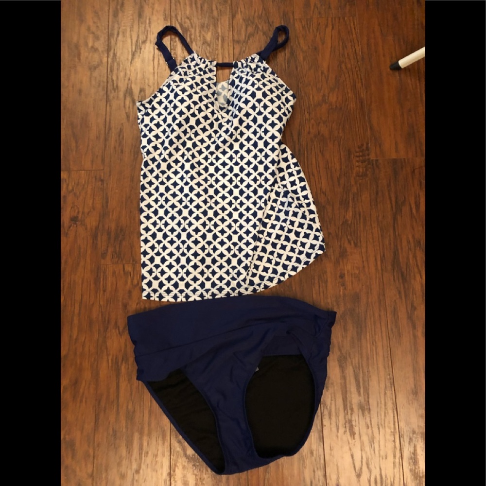Blue and white Tankini